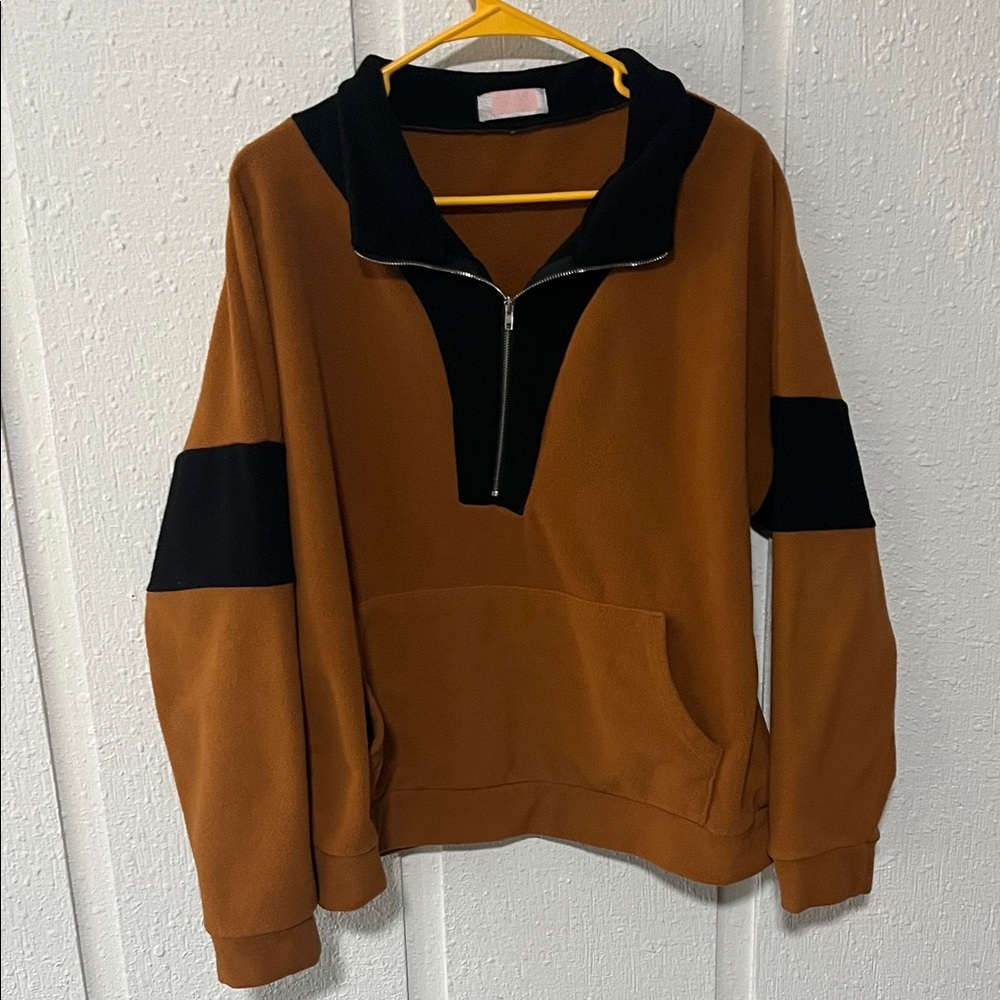 Zip-Up Sweater in Brown and Black